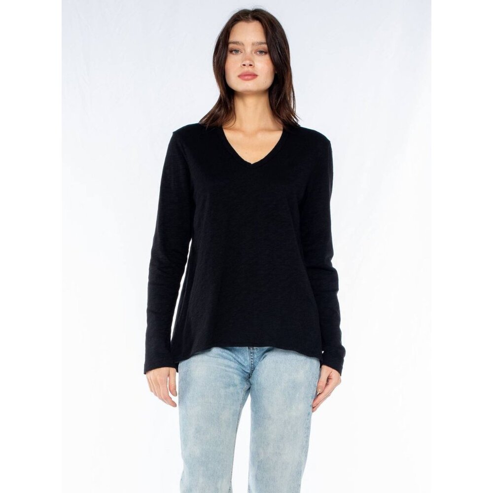 NWT WILT Clothing Black Long Sleeve Shrunken Boyfriend Top Size XL USA